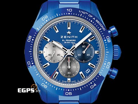 ZENITH 真力時 CHRONOMASTER 49.3102.3600/51.M3100 藍色陶瓷材質 品牌160週年紀念款 特殊錶盒&nbsp;2025年保卡 附原廠藍色橡膠錶帶  自動上鍊 42mm