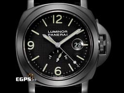 PANERAI 沛納海 LUMINOR PAM028 PAM00028 DLC鍍黑不鏽鋼材質 <font color=#70cce1> 動能儲存顯示 黑色釘格紋面盤 </font> <font color=#FF0000>復刻限量版，全球限量1000只，附限量證書 </font> 自動上鍊 44mm