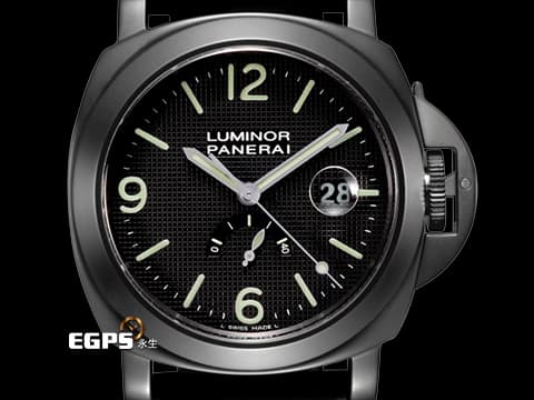 PANERAI 沛納海 LUMINOR PAM028 PAM00028 DLC鍍黑不鏽鋼材質  動能儲存顯示 黑色釘格紋面盤  復刻限量版，全球限量1000只，附限量證書  自動上鍊 44mm