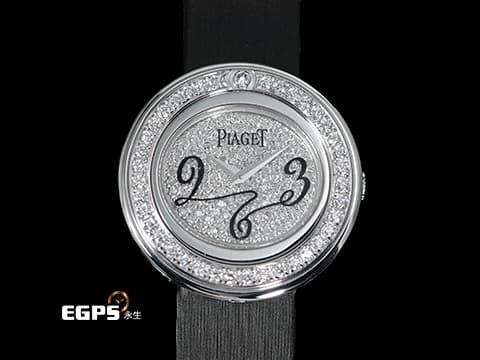 PIAGET 伯爵 Possession系列 P10402&nbsp;精鑲滿天星鑽石面盤、精鑲可旋轉鑲鑽錶圈&nbsp;18K白金錶殼 石英機芯 29mm