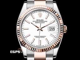 ROLEX 勞力士 Datejust 126231 蠔式日誌型 18K永恒玫瑰金材質 半金款 DJ36 <font color="#e5fffd">經典三角坑紋錶圈 白色面盤</font>&nbsp;<font color="#FF0000">2025年新式綠卡</font> 自動上鍊 36mm