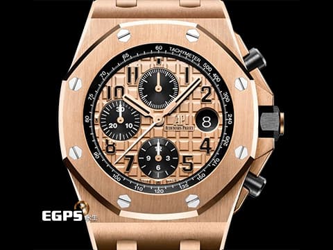 Audemars Piguet 愛彼 AP錶 Royal Oak Offshore 皇家橡樹離岸型 計時碼表 26470OR.00.A002CR.01 18K玫瑰金材質 小金貓&nbsp;2020年保單&nbsp;自動上鍊 42mm