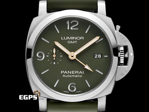 PANERAI 沛納海 Luminor 1950 3 Days GMT PAM1056 PAM01056 印度板球傳奇球星&nbsp;Mr.Dohni聯名限量款 軍綠色面盤&nbsp;金質指針、小秒針 2020年保卡 限量251支&nbsp;自動上鍊  44mm