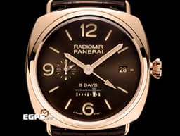 PANERAI 沛納海  Radiomir 8 Days GMT <font color="#FF0000"> 特別版 </font> PAM00395 PAM395 18K玫瑰金材質 八日鍊 <font color="#e2bf97">巧克力色面盤</font> 手動<span style="font-size: 10pt;">上鍊 45mm</span>