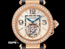 CARTIER 卡地亞 Pasha de Cartier HPI01575 18K玫瑰金材質 <font color="#05f0f0">陀飛輪 錶冠鑲嵌0.36克拉 錶圈鑲嵌47顆(共1.98克拉)&nbsp;&nbsp;</font><font color="#ff0000">2026年保卡 新式「QuickSwitch」錶帶快拆系統 附皮革錶帶 新錶訂價：約3,480,000元&nbsp;</font>自動上鍊 35.1mm