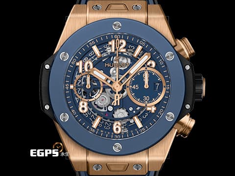 HUBLOT 宇舶 Big Bang 大爆炸 Unico King 441.OL.5181.RX 宇舶獨特材質&nbsp;王金&nbsp;藍色陶瓷錶圈 藍色鏤空面盤&nbsp;2026年電子保單 自動上鍊 42mm