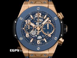HUBLOT 宇舶 Big Bang 大爆炸 Unico King 441.OL.5181.RX <font color="#f4c662">宇舶獨特材質&nbsp;王金</font>&nbsp;<font color="#0582f5">藍色陶瓷錶圈 藍色鏤空面盤</font>&nbsp;<font color="#ff0000">2026年電子保單</font> 自動上鍊 42mm