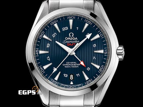 OMEGA 歐米茄 Seamaster Aqua Terra 150 GMT 海馬 23110432203001&nbsp;藍色甲板紋面盤 兩地時區 不鏽鋼&nbsp;台灣公司貨 自動上鏈 43mm