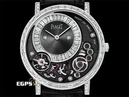 PIAGET 伯爵 Altiplano Skeleton 非凡珍品 G0A39120 超薄 微型自動盤 18K白金材質 <font color="#84C1FF">原廠鑲嵌38顆長方形美鑽（約1.4克拉）及266顆圓形美鑽（約1.9克拉）錶殼 鑲飾33顆長方形美鑽（約1.3克拉）面盤 </font><font color="#FF0000">2026年保卡 新錶參考訂價：6,400,000元</font> 手動上鍊 38mm