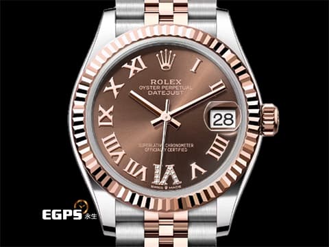 ROLEX 勞力士 Datejust 31 蠔式日誌型 278271 原廠VI鑲鑽時標 巧克力色面盤&nbsp;永恆玫瑰金&nbsp;半金款 DJ31 經典三角坑紋外圈&nbsp;2026年保卡 紀念型（Jubilee）五銖錶帶&nbsp;自動上鏈 31mm