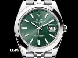 ROLEX 勞力士 DATEJUST 126300 蠔式日誌型 不鏽鋼材質 <font color="#00FF00">薄荷綠色面盤 五株紀念型錶帶</font> <font color="#FF0000">2025年保卡</font>&nbsp;自動腕錶 41mm