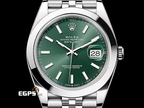 ROLEX 勞力士 DATEJUST 126300 蠔式日誌型 不鏽鋼材質 薄荷綠色面盤 五株紀念型錶帶 2025年保卡&nbsp;自動腕錶 41mm