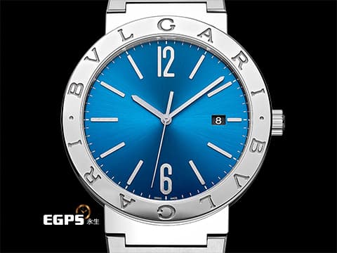 BVLGARI 寶格麗 BULGARI 103720 不鏽鋼材質 藍色太陽紋放射面盤&nbsp;2025年保卡 自動上鍊 40mm