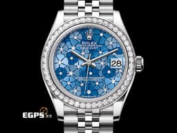 ROLEX 勞力士 Datejust 31 經典 蠔式日誌型 278384 <font color="#2894FF">天藍色花朵圖案面盤</font> DJ31&nbsp;<font color="#FF00FF">原廠鑲鑽錶圈</font> <font color="#ff0000">2025年保卡 紀念型（JUBILEE）五銖錶帶</font> 自動上鍊 31mm