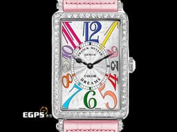 Franck Muller 法蘭穆勒 FM Long Island系列 952 QZ COL DRM D 1R&nbsp;<font color="#a0ccee">原廠鑲鑽</font>&nbsp;不鏽鋼&nbsp;<font color="#ff0000">Color Dreams 彩色阿拉伯數字時標</font>&nbsp;952QZ 石英腕錶 26x44 mm