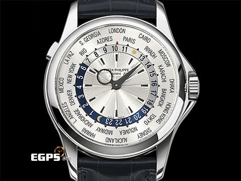 Patek Philippe PP 百達翡麗 5130G-019 18K白金材質 銀白色放射狀雕紋面 世界時間 日夜顯示 絕版日內瓦印記 自動上鍊 39.5mm