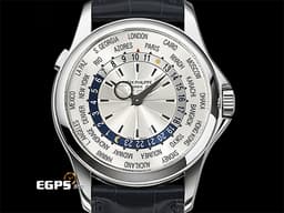 Patek Philippe PP 百達翡麗 5130G-019 18K白金材質 <font color="#05f0f0">銀白色放射狀雕紋面 世界時間 日夜顯示 </font><font color="#FF0000">絕版日內瓦印記</font> 自動上鍊 39.5mm