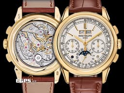 Patek philippe 百達翡麗 PP錶 超複雜功能時計系列 5270J-001 18K黃金材質 <font color="#ffea9e">瑩白色面盤 </font> <font color="#fde89b">經典複雜功能錶款 萬年曆腕錶，月相盈虧顯示，計時功能&nbsp;</font><font color="#FF0000">2022年保單 新錶訂價：6,844,000元</font>&nbsp;手上鍊 41mm