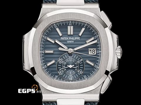 Patek Philippe 百達翡麗 PP錶 Nautilus 金鷹 鸚鵡螺 5980/60G-001 18K白金材質 最新款 藍灰色蛋白石錶盤 新款PP印記&nbsp;2026年保單&nbsp;自動上鍊 40.5mm