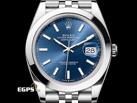 ROLEX 勞力士 蠔式 DATEJUST II 126300 不鏽鋼材質&nbsp;藍色太陽紋面盤 2026年保卡 極新品 紀念型五銖錶帶 自動上鏈 41mm