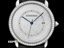 Cartier 卡地亞 Ronde Solo De Cartier 3517 不鏽鋼材質 <font color="#05f0f0">精鑲滿天星面盤、錶圈</font>&nbsp;自動上鏈 42mm
