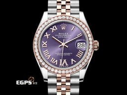 ROLEX 勞力士 DateJust 278381RBR 18K永恆玫瑰金 半金款 <font color="#dabddb">薰衣草紫色面盤 原廠鑲嵌鑽石VI時標</font> <font color="#05f0f0">原廠鑲嵌鑽石錶圈</font> <font color="#ff0000">2025年保卡</font> 自動上鍊 31mm