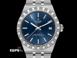TUDOR 帝舵 Royal Day Date 皇家系列 2836C1A0-0102 不鏽鋼材質 <font color="#4169e1">藍色面盤 立體羅馬數字時標</font> 割坑紋與磨光飾面間隔錶圈 <font color="#FF0000">2026年保卡 「T-fit」摺扣</font> 自動上鍊 36mm