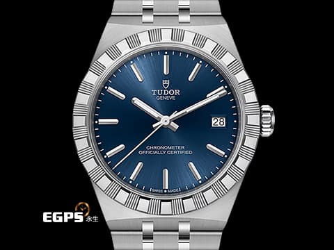 TUDOR 帝舵 Royal Day Date 皇家系列 2836C1A0-0102 不鏽鋼材質 藍色面盤 立體羅馬數字時標 割坑紋與磨光飾面間隔錶圈 2026年保卡 「T-fit」摺扣 自動上鍊 36mm