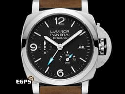 PANERAI 沛納海 LUMINOR 系列 BiTempo PAM1360 GMT PAM01360 <font color="#6ca6d5">藍色GMT、動力顯示指針箭頭</font> <font color="#FF0000">2024年保單 </font> 自動上鍊 44mm