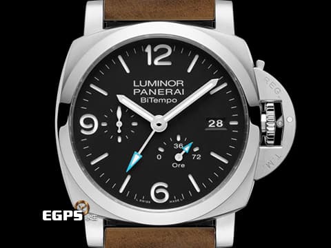 PANERAI 沛納海 LUMINOR 系列 BiTempo PAM1360 GMT PAM01360 藍色GMT、動力顯示指針箭頭 2024年保單  自動上鍊 44mm