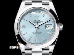 ROLEX 勞力士 Day-Date 40 蠔式 星期日曆型 228206A&nbsp;<span style="color: rgb(202, 224, 239);">冰藍色面盤 梯鑽石標面盤</span>&nbsp;PT950 鉑金材質 DD&nbsp;<font color="#FF0000">絕版款 元首型（President）錶帶&nbsp;</font><span style="color: rgb(255, 0, 0);">總統帶 2020年保卡 台灣公司貨</span><font color="#FF0000">&nbsp;</font>自動上鍊 40mm