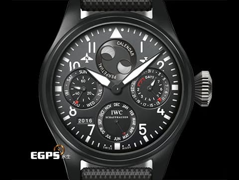 IWC 萬國錶 Big Pilot 大飛行員 IW502902 七日鍊 黑陶瓷材質&nbsp;經典南北月相 萬年曆、四位數字年份顯示&nbsp;海軍空戰部隊圖案錶背&nbsp;自動上鍊 48.6mm