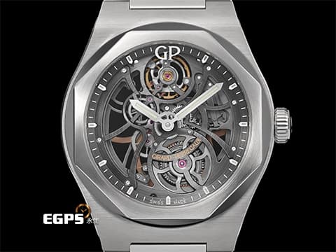 Girard-Perregaux 芝柏 GP錶 Laureato Skeleton 桂冠系列 81015-11-001-11A 經典八角形錶圈&nbsp;鏤空面盤&nbsp;不鏽鋼材質&nbsp;2023年台灣公司貨&nbsp;自動上鍊 42mm