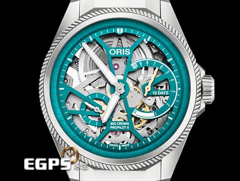 ORIS 豪利時 Big Crown ProPilot X系列 ORIS第一款生肖腕錶 自製機芯10日鍊 蛇年限定版 01 115 7759 7117-Set 鈦金屬材質 青綠色鏤空面盤 2024年保單 限量88只&nbsp;手動上鍊 44mm