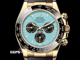 ROLEX 勞力士 Daytona 迪通拿 126518LN 計時碼表 18K黃金材質 陶瓷錶圈<font color="#05f0f0">&nbsp;Tiffany 蒂芬妮 綠松石色面盤</font><font color="#FF0000">&nbsp;</font><font color="#fafa01">2026年保卡</font><font color="#FF0000"> </font> 賽車錶 自動上鍊 40mm