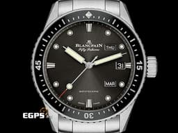 BLANCPAIN 寶鉑 五十噚系列 5071 1110 71S 不鏽鋼材質 鏈帶款&nbsp;<span style="font-size: 10pt;"><font color="#05f0f0">灰色流星放射飾紋 年曆錶</font></span><span style="font-size: 10pt;">&nbsp;</span><span style="font-size: 10pt;"><font color="#ff0000">2024年保卡 台灣公司貨 錶友未使用蒐藏品 官方訂價：993,000元</font></span><span style="font-size: 10pt;">&nbsp;</span><span style="font-size: 10pt;">自動上鍊 43mm</span>