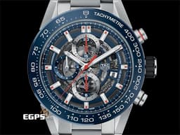 TAG HEUER 豪雅 CARRERA Heuer-01 卡萊拉 CAR201T 不鏽鋼材質 <font color="#05f0f0">藍色陶瓷錶圈&nbsp;鏤空面盤</font>&nbsp;自動上鍊 43mm