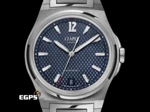 Czapek &amp; Cie Antarctique Passage de Drake Deep Blue 1530-II-RT-P/S 不鏽鋼材質  梯形圖案深藍色面盤 對稱美學    獨立製錶 獨立自製機芯 SXH5 鉑金自動盤 7座錶橋 2024年保單 自動上鍊 40.5mm