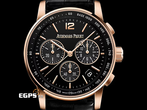 Audemars Piguet 愛彼 AP錶 Code 11.59系列 Flyback chronograph 飛返 計時碼表 26393OR.OO.A002CR.01 18K玫瑰金材質&nbsp;<font color="#fdebc4">黑色漆面錶盤</font>&nbsp;<font color="#FF0000">2020年保卡</font>&nbsp;自動上鍊 41mm
