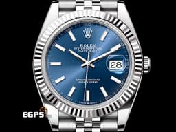 ROLEX 勞力士 Datejust 41 蠔式日誌型 126334 <font color="#0080FF">亮藍色面盤 柱狀夜光時標</font> 不鏽鋼 DJ41 經典三角坑紋錶圈 <font color="#FF0000">2024保卡 紀念型（Jubilee）五銖錶帶</font> 自動上鍊 41mm