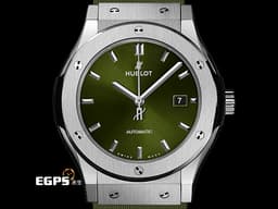 HUBLOT 宇舶 Classic Fusion Chronograph 42 經典融合 542.NX.8970.RX<font color="#f2c982">&nbsp;</font>不鏽鋼材質&nbsp;<font color="#058703">綠色太陽紋面盤</font> <font color="#ff0000">2026年電子保單&nbsp;</font>自動上鍊 42mm