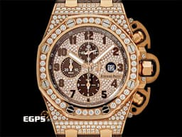 Audemars Piguet 愛彼 AP錶 Royal Oak 皇家橡樹 26215OR.ZZ.A801CR.01 玫瑰金材質 自動上鍊 <font color="#FF0000"> 稀有原廠鑲嵌明亮型切割美鑽，滿天星面盤，鑽石錶殼及鑽帶扣，全錶鑲嵌過600顆鑽石的滿天星鑽錶款！絕對是高貴的象徵！</font> 48mm