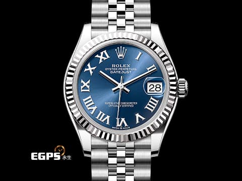 ROLEX 勞力士 Datejust 31 蠔式日誌型 278274 藍色羅馬數字時標面盤&nbsp;DJ31 經典三角坑紋外圈 2023年保卡 紀念型（Jubilee）五銖錶帶 未整理極新品&nbsp;自動上鍊 31mm