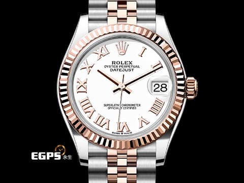 ROLEX 勞力士 Datejust 31 蠔式日誌型 278271&nbsp;18K永恆玫瑰金&amp;不鏽鋼材質 半金款 白色面盤 搭配 玫瑰金羅馬數字時標&nbsp;2025年保卡 自動上鏈 31mm