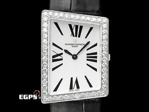VACHERON CONSTANTIN 江詩丹頓 1972  系列 37510/000G 18K白金材質 銀色拉絲面盤 原廠鑲嵌鑽石錶圈 26 x 36.5mm