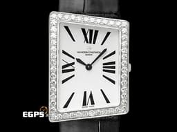 VACHERON CONSTANTIN 江詩丹頓 1972  系列 37510/000G 18K白金材質 <font color="#05f0f0">銀色拉絲面盤 原廠鑲嵌鑽石錶圈</font> 26 x 36.5mm
