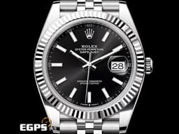 ROLEX 勞力士 Datejust 41 蠔式日誌型 126334 <font color="#fafa01">黑色面盤</font> 不鏽鋼 DJ41 經典三角坑紋錶圈 <font color="#FF0000">2026年保卡 紀念型（Jubilee）五銖錶帶</font> 自動上鍊 41mm