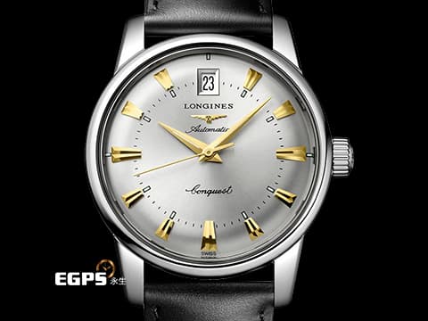 Longines 浪琴 Conquest Heritage L1.611.4.75.2 不鏽鋼材質&nbsp;銀色太陽放射紋面盤 立體時標 鍍金Dauphine劍形指針&nbsp;2026年保卡 試戴極新品 台灣公司貨&nbsp;自動上鍊 35mm