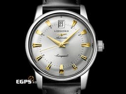 Longines 浪琴 Conquest Heritage L1.611.4.75.2 不鏽鋼材質&nbsp;<font color="#f8e18b">銀色太陽放射紋面盤 立體時標 鍍金Dauphine劍形指針</font>&nbsp;<font color="#FF0000">2026年保卡 試戴極新品 台灣公司貨</font>&nbsp;自動上鍊 35mm
