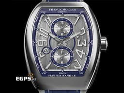 Franck Muller 法蘭穆勒 FM Master Banker V45 MB SC DT NOTZ <font color="#0582f5">銀色拉絲不鏽鋼面盤 GMT 三地時區</font>&nbsp;<font color="#ff0000">2025年保單 限量50支</font>&nbsp;自動上鏈 44x54 mm
